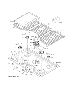 Control Panel And Cooktop Diagram and Parts List for PGP9036SL4SS  General Electric Cooktop