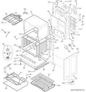 Lower Oven Diagram and Parts List for PB950SF2SS  General Electric Range