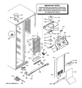 Freezer Section Diagram and Parts List for DSE25JGHBCWW  General Electric Refrigerator