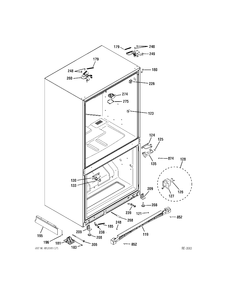 CASE PARTS Diagram and Parts List for ZFGB21HYDSS  General Electric Refrigerator