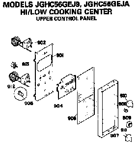 Upper Control Panel Diagram and Parts List for JGHC56GEJ9  General Electric Range