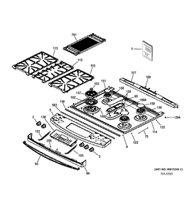 CONTROL PANEL & COOKTOP Diagram and Parts List for PCGS920SEF1SS  General Electric Range