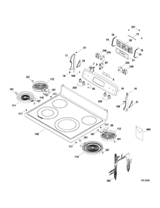 CONTROLS & COOKTOP Diagram and Parts List for JCBP70SP1SS  General Electric Range
