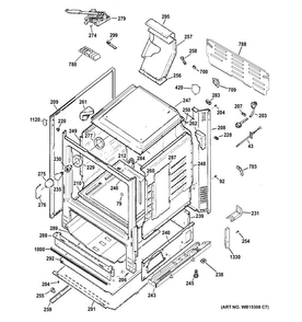 Body Parts Diagram and Parts List for JGB640SEF1SS  General Electric Range