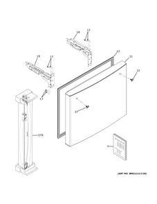 Freezer Door Diagram and Parts List for GWE19JSLDFSS  General Electric Refrigerator