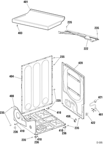 CABINET Diagram and Parts List for UPSE810GH7WT  General Electric Dryer