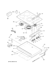 CONTROL PANEL & COOKTOP Diagram and Parts List for JP3530DJ3BB  General Electric Cooktop