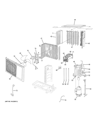 Part Location Diagram of WJ71X23343 GE RIGHT SIDE PANEL