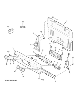 Control Panel Diagram and Parts List for JB655DK4WW  General Electric Range