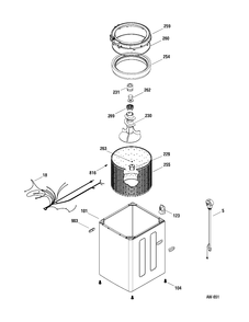 CABINET Diagram and Parts List for MHDSE165H0WW  General Electric Washer