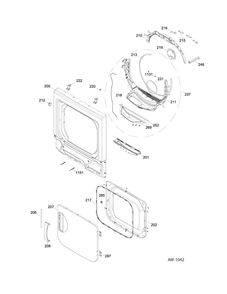 DOOR DRYER Diagram and Parts List for GUAP270EM1WW  General Electric Washer