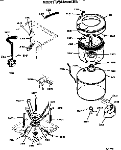 Tub, Suspension And Water System Diagram and Parts List for WSM2400LDB  General Electric Washer Dryer Combo