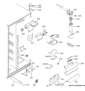 Fresh Food Section Diagram and Parts List for XSS23GSKRCSS  General Electric Refrigerator