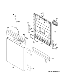 Escutcheon And Door Assembly Diagram and Parts List for HDF310PGR0WW  General Electric Dishwasher