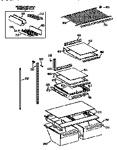 Shelf Assembly Diagram and Parts List for TBX18JISJRWH  General Electric Refrigerator