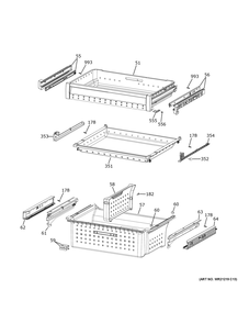 Part Location Diagram of WR17X39169 GE WHITE FREEZER LOWER BASKET SLIDE RH