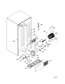 SEALED SYSTEM & MOTHERBOARD Diagram and Parts List for GNR22DGEAFWW  General Electric Refrigerator