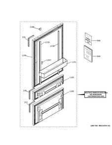 Doors Diagram and Parts List for ZIC30GNNCII  General Electric Refrigerator