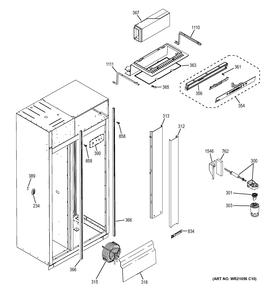 FRESH FOOD SECTION Diagram and Parts List for ZISB360DHC  General Electric Refrigerator