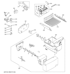 Ice Maker & Dispenser Diagram and Parts List for GSE25ETHBWW  General Electric Refrigerator