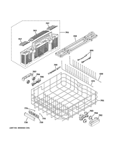 Lower Rack Assembly 1 Diagram and Parts List for ZDT925SSN0SS  General Electric Dishwasher