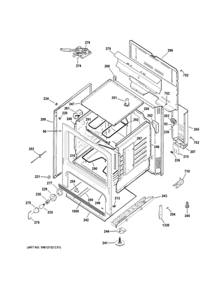 Body Parts Diagram and Parts List for JB256RM1SS  General Electric Range