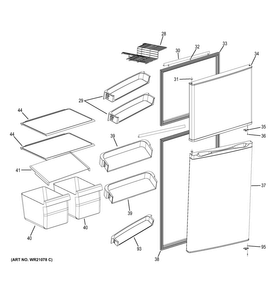 Part Location Diagram of WR71X22033 GE Refrigerator Fixed Shelf