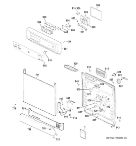 Escutcheon & Door Assembly Diagram and Parts List for GSD3300D45BB  General Electric Dishwasher