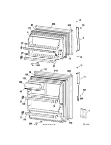 DOORS Diagram and Parts List for 36411XBRERWW  General Electric Refrigerator