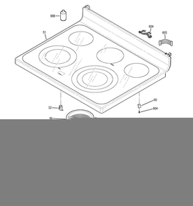 Cooktop Diagram and Parts List for JB755DJ1BB  General Electric Range