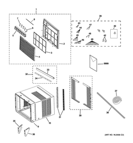 Grille & Chassis Parts Diagram and Parts List for AEW18DSQ1  General Electric Air Conditioner