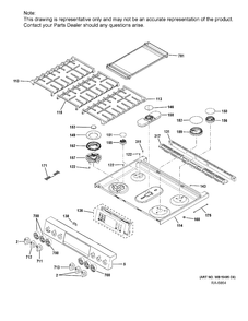CONTROL PANEL & COOKTOP Diagram and Parts List for PCGS960SEL1SS  General Electric Range
