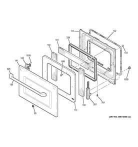 Upper Door Diagram and Parts List for CT959ST2SS  General Electric Wall Oven