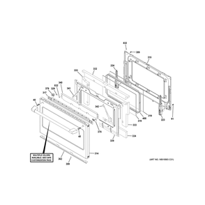 Lower Door Diagram and Parts List for CHS950P2M9S1  General Electric Range