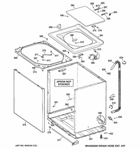 Cabinet, Cover & Front Panel Diagram and Parts List for GBAN2800F0WW  General Electric Washer