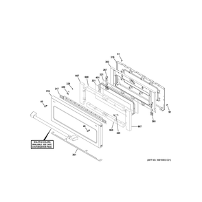 Upper Door Diagram and Parts List for CHS950P2M9S1  General Electric Range