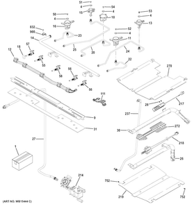 Gas & Burner Parts Diagram and Parts List for JGB700SEJ1SS  General Electric Range