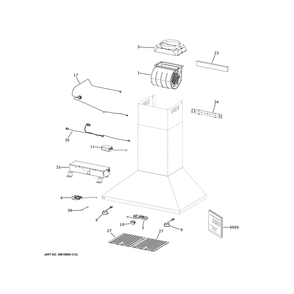 Range Hood Diagram and Parts List for PVW1030SWSS  General Electric Range Hood