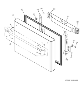 Freezer Door Diagram and Parts List for CFE28USHCSS  General Electric Refrigerator