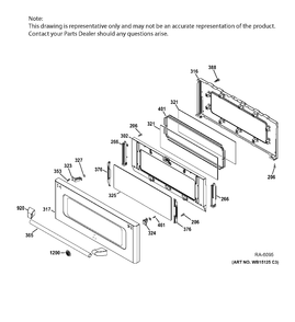 UPPER DOOR Diagram and Parts List for CCGS990SET5SS  General Electric Range