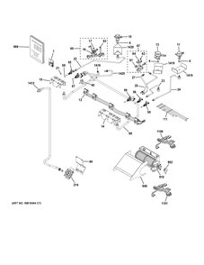 Gas And Burner Parts Diagram and Parts List for P2S930YP7FS  General Electric Range
