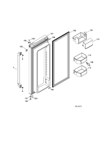 FF DOOR RIGHT Diagram and Parts List for CFRS2MIDASS  General Electric Refrigerator