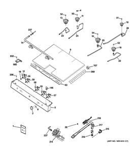 Gas And Burner Parts Diagram and Parts List for JGBS80DEM4WW  General Electric Range