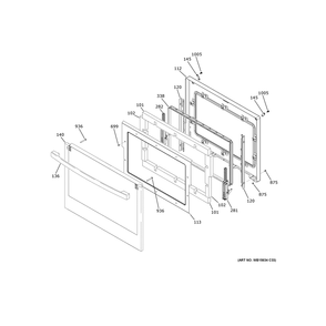 Upper Door Diagram and Parts List for JKD5000DV2BB  General Electric Wall Oven