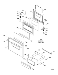 DOOR & DRAWER Diagram and Parts List for JCBS25M1WW  General Electric Range