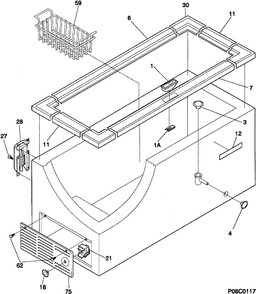 CABINET Diagram and Parts List for 81870  General Electric Freezer