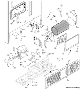 Machine Compartment Diagram and Parts List for DFE28JSHBSS  General Electric Refrigerator
