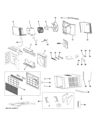 Part Location Diagram of WJ71X23953 GE FRONT PANEL ASSY
