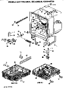 Tub/racks Diagram and Parts List for GSD2200L03  General Electric Dishwasher