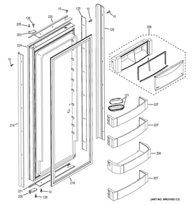 FRESH FOOD DOOR Diagram and Parts List for ZIS420NHC  General Electric Refrigerator